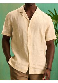 Sinsay - Lniana koszula - żółty. Kolor: żółty. Materiał: len #1