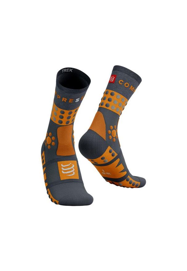 Skarpety trekkingowe Compressport Trekking Socks. Kolor: żółty, czarny, pomarańczowy, wielokolorowy. Sport: turystyka piesza