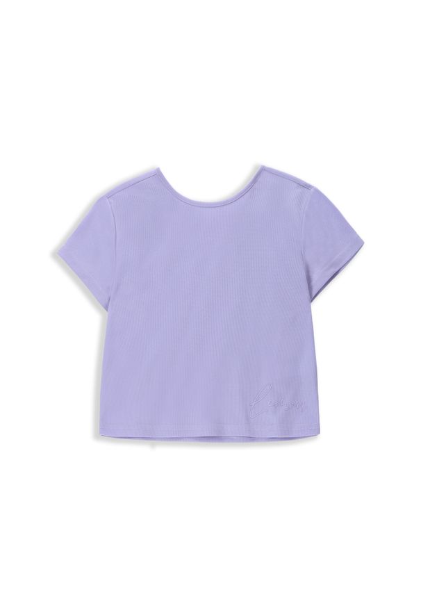 Koszulka sportowa dla dzieci Lemon Explore WL4 z krótkim rękawem crop top. Kolor: fioletowy. Materiał: poliester, elastan. Długość rękawa: krótki rękaw. Długość: krótkie. Sport: fitness