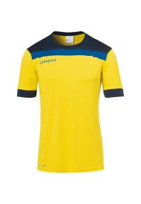 UHLSPORT - Polo Uhlsport Offense 23. Typ kołnierza: polo. Kolor: niebieski, wielokolorowy, żółty. Materiał: materiał. Długość rękawa: krótki rękaw. Długość: krótkie. Sport: piłka nożna