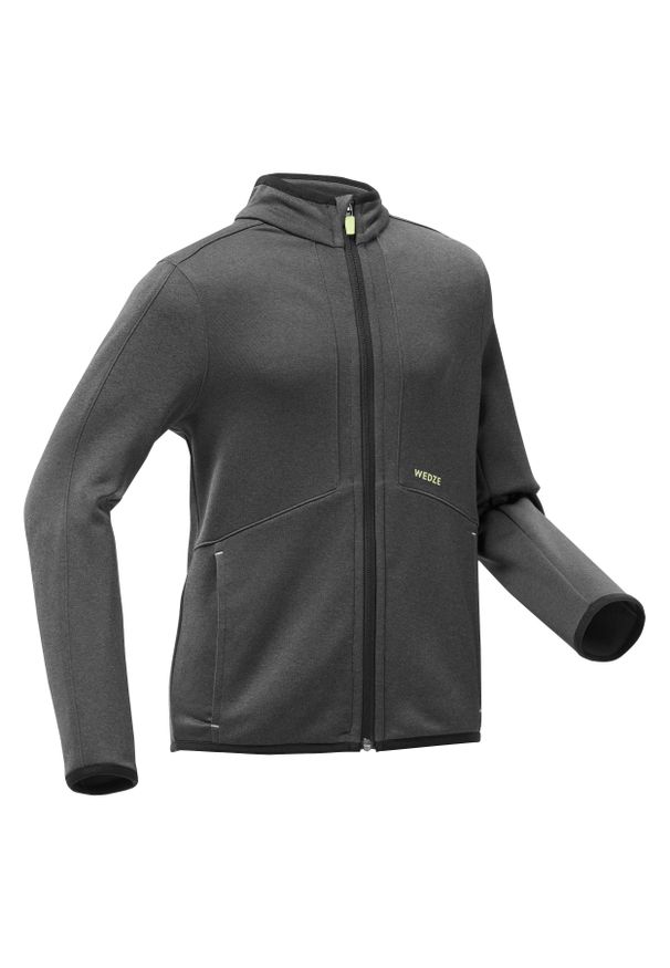 WEDZE - Bluza narciarska dla dzieci Wedze 500 zip. Kolor: szary, żółty, wielokolorowy. Materiał: materiał, elastan, poliester. Sezon: zima. Sport: narciarstwo