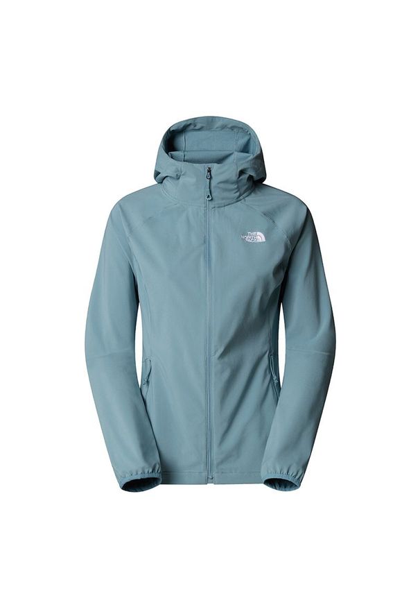 Kurtka damska The North Face Nimble 0A8CD94261 - niebieska. Kolor: niebieski, zielony. Materiał: elastan, softshell, tkanina, poliester. Styl: klasyczny. Sport: wspinaczka, turystyka piesza