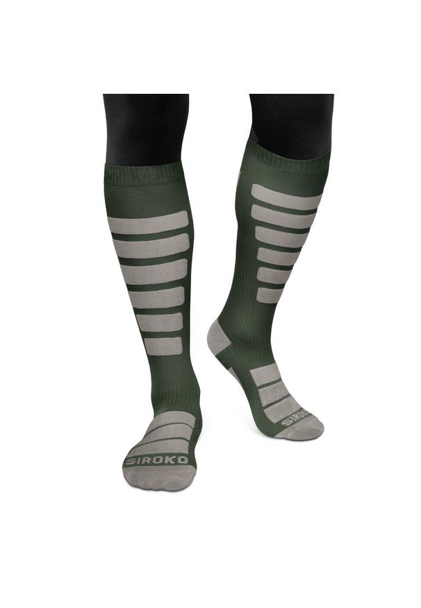 SIROKO - Skarpety narciarske unisex Siroko Aoraki. Kolor: zielony, wielokolorowy, szary
