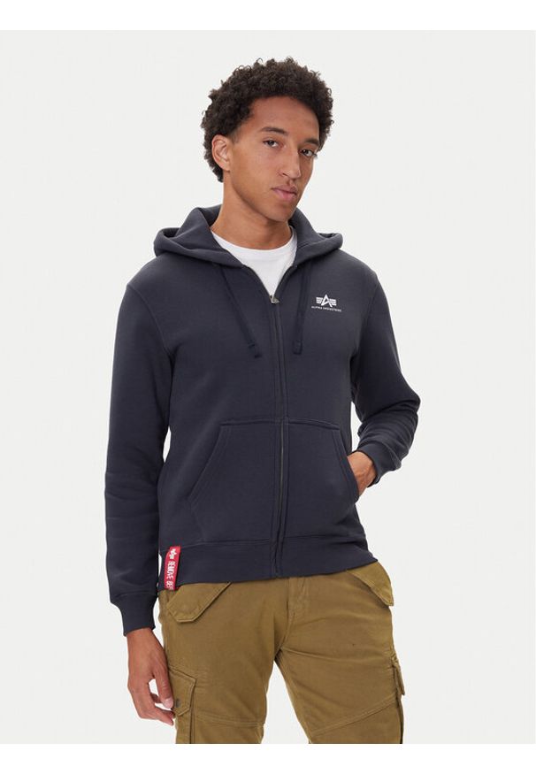 Alpha Industries Bluza Basic Zip 118342 Granatowy Regular Fit. Kolor: niebieski. Materiał: bawełna