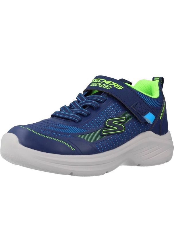 skechers - Buty do chodzenia dla dzieci Skechers Hyper Blitz. Zapięcie: rzepy. Kolor: niebieski. Materiał: materiał, syntetyk. Szerokość cholewki: normalna. Sport: turystyka piesza
