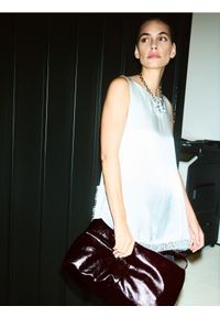 Reserved - Duża torebka na ramię - mahoniowy. Kolor: brązowy. Materiał: skórzane. Rozmiar: duże. Rodzaj torebki: na ramię #1