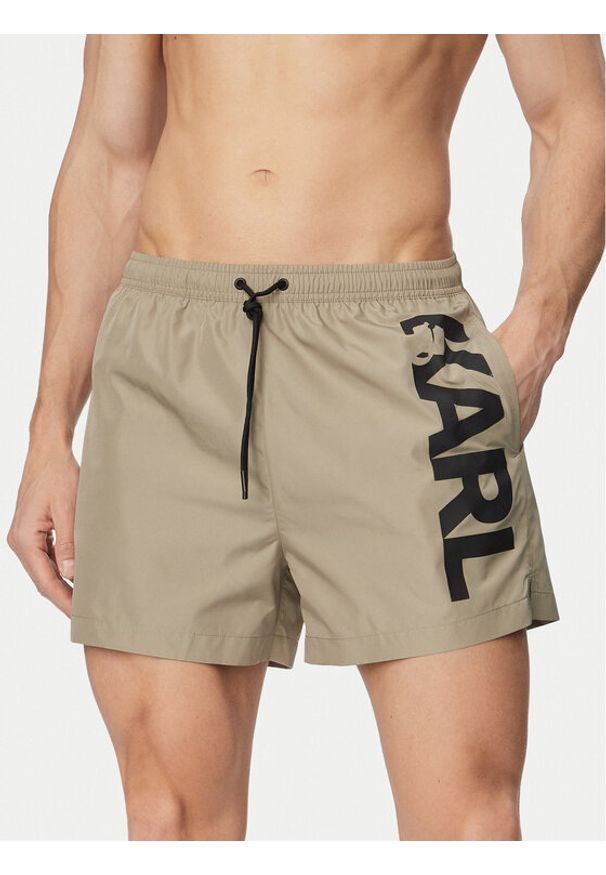Karl Lagerfeld - KARL LAGERFELD Szorty kąpielowe A1M46013 Beżowy Regular Fit. Kolor: beżowy. Materiał: syntetyk