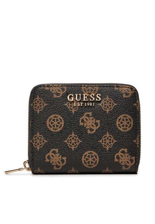 Guess Mały Portfel Damski Laurel Slg Large Zip SWPG85 00137 Brązowy. Kolor: brązowy. Materiał: skóra