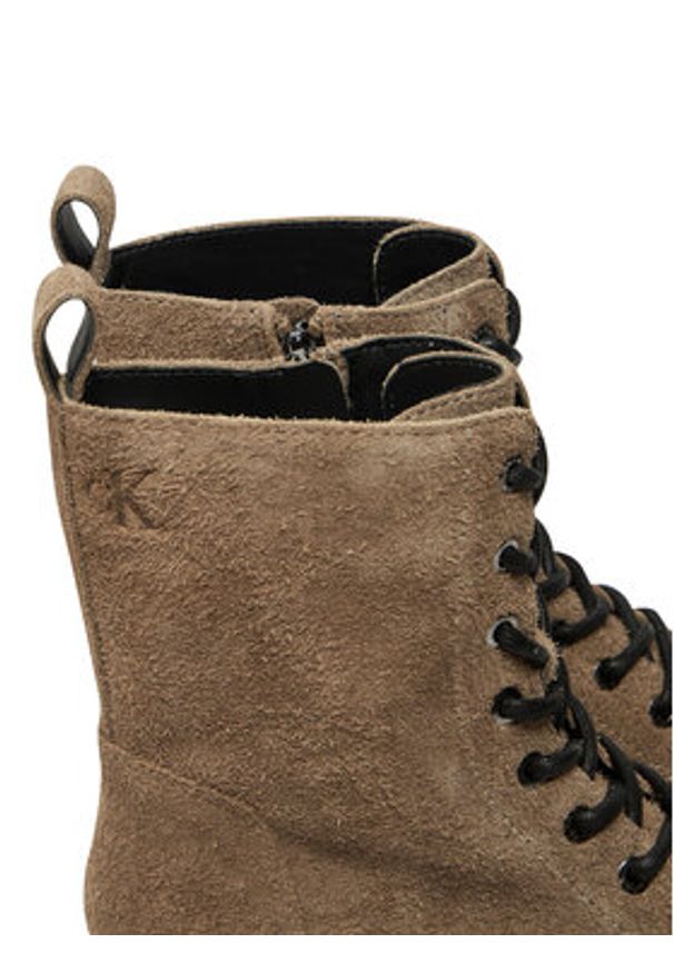 Calvin Klein Jeans Trapery Flatform Zip Laceup Mg S YW0YW01554 Brązowy. Kolor: brązowy. Materiał: skóra, zamsz