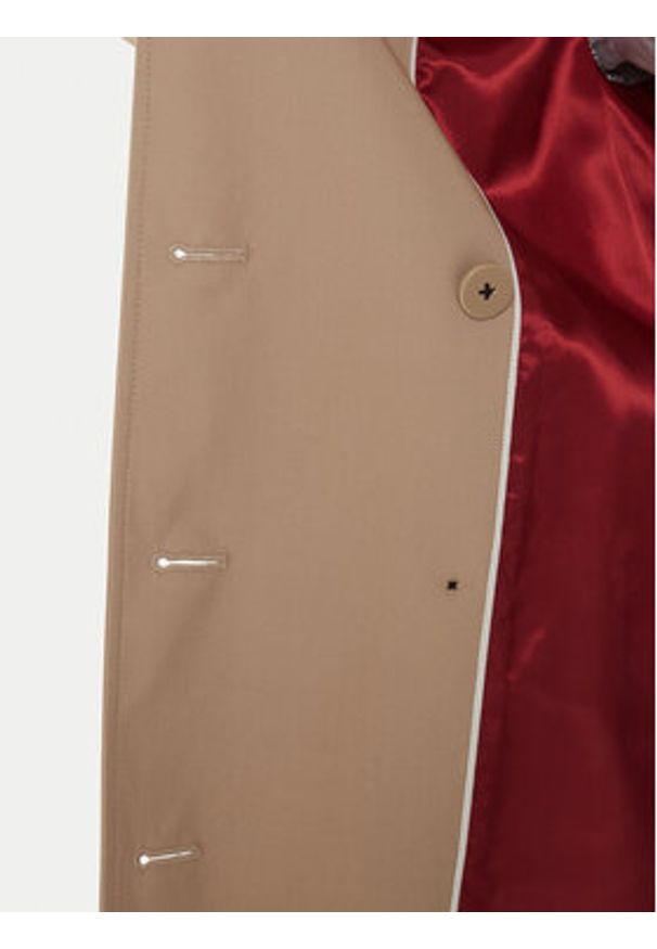 TOMMY HILFIGER - Tommy Hilfiger Trencz WW0WW42133 Beżowy Slim Fit. Kolor: beżowy. Materiał: bawełna