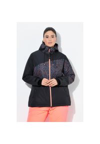 ULLA POPKEN - Damskie Kurtka performerska wodoodporna dwukierunkowy zamek błyskawiczny kaptur. Kolekcja: plus size. Kolor: czarny. Materiał: poliester. Sport: turystyka piesza
