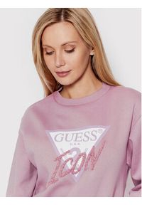 Guess Bluza Icon W2YQ01 KB681 Fioletowy Regular Fit. Kolor: fioletowy. Materiał: syntetyk #5