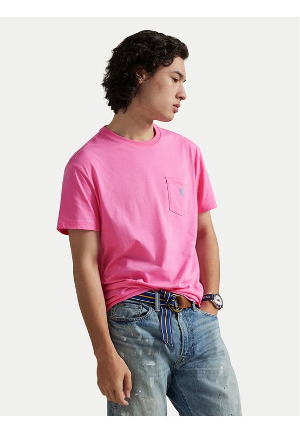 Polo Ralph Lauren T-Shirt 710671438511 Różowy Custom Slim Fit. Typ kołnierza: polo. Kolor: różowy. Materiał: bawełna