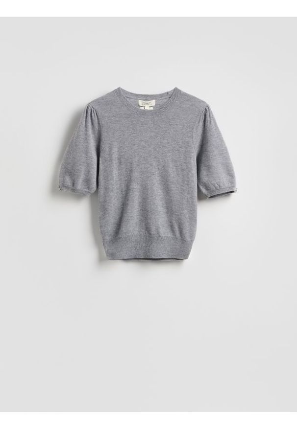 Reserved - Wełniany sweter - jasnoszary. Kolor: szary. Materiał: wełna