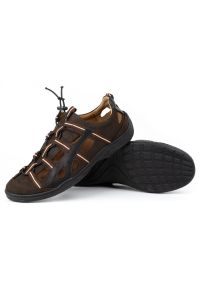 Kampol Buty męskie skórzane sandały 26KAM brązowe. Kolor: brązowy. Materiał: skóra #6