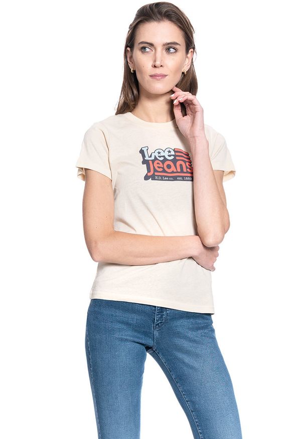 Lee - DAMSKI T-SHIRT LEE CREW NECK TEE BLEACHED SAND L41LYGOC 112109072