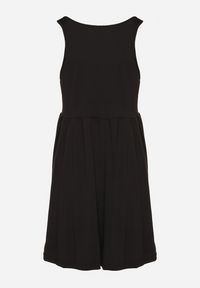 Born2be - Czarna Sukienka o Rozkloszowanym Kroju na Szerokich Ramiączkach z Guzikami Jenovira. Okazja: na co dzień. Kolor: czarny. Długość rękawa: na ramiączkach. Styl: casual #6