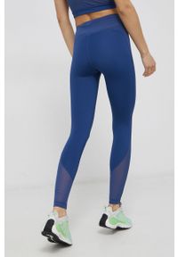 Reebok legginsy treningowe Lux Perform damskie gładkie. Kolor: niebieski. Materiał: skóra. Wzór: gładki. Sport: fitness