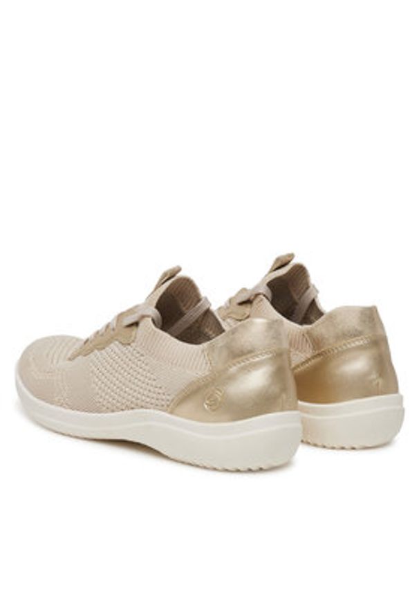 Remonte Sneakersy D1E05-60 Złoty. Kolor: złoty. Materiał: materiał