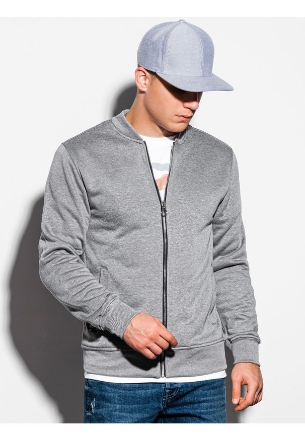 Szara bluza Ombre Clothing sportowa, bez kaptura, melanż
