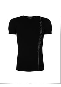 Emporio Armani T-shirt C-neck | 1110353-F523 | Mężczyzna | Czarny. Okazja: na co dzień. Kolor: czarny. Materiał: elastan, bawełna. Wzór: napisy. Styl: casual, klasyczny #1