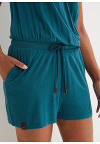 bonprix - Kombinezon z dżerseju z miękkiej wiskozy. Kolor: niebieski. Materiał: wiskoza, jersey. Długość: krótkie #3