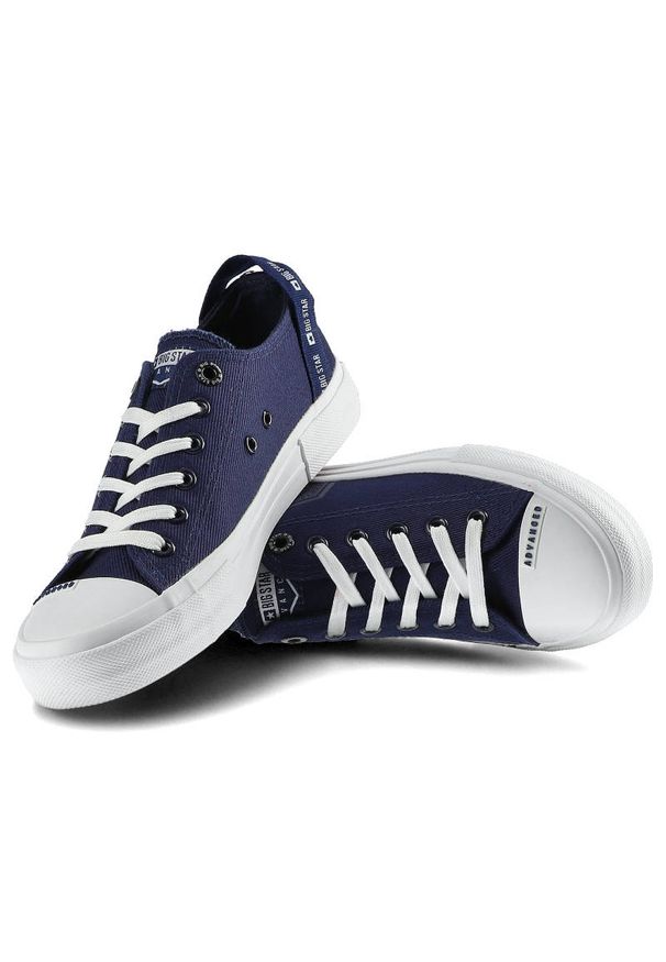 Big-Star - Granatowe Trampki Big Star Damskie Lekkie Półbuty. Okazja: na co dzień. Zapięcie: sznurówki. Kolor: niebieski. Materiał: dresówka, jeans, materiał. Szerokość cholewki: normalna. Styl: casual