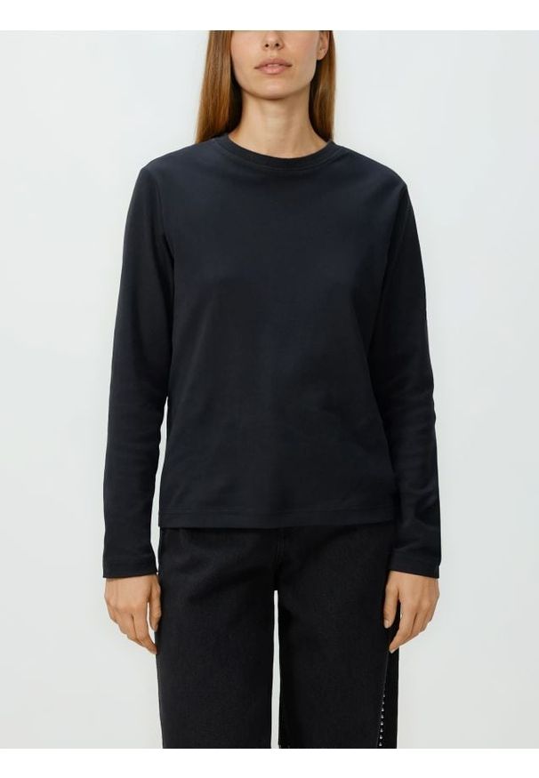 Reserved - Longsleeve z merceryzowanej bawełny - czarny. Kolor: czarny. Materiał: bawełna. Długość rękawa: długi rękaw