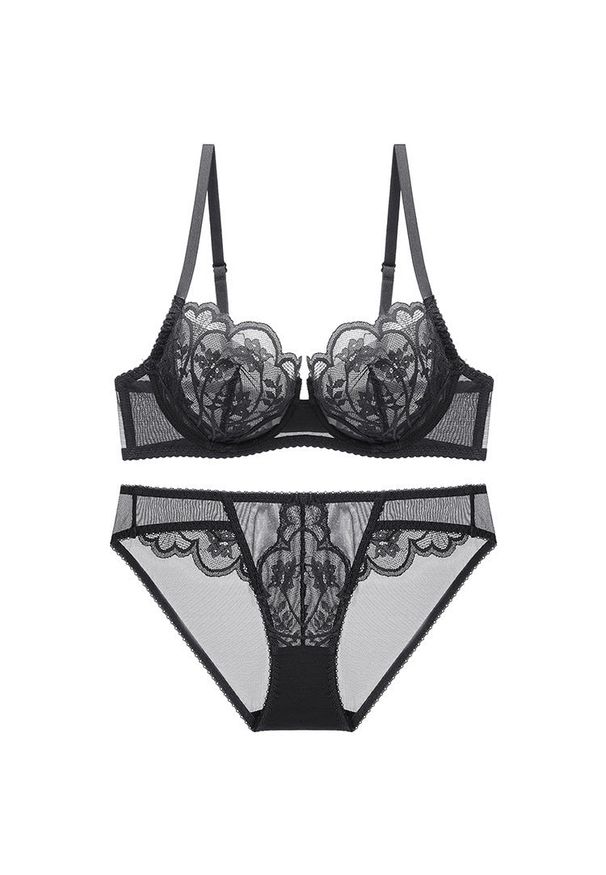 Intica - Komplet bielizny prześwitującej z delikatnych materiałów Harmke. Kolor: czarny. Materiał: materiał