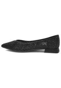 Czarne Baleriny Menbur Eleganckie Wsuwane Obuwie Damskie. Okazja: na co dzień. Nosek buta: szpiczasty. Zapięcie: bez zapięcia. Kolor: czarny. Materiał: materiał. Szerokość cholewki: normalna. Wzór: geometria, aplikacja. Styl: elegancki #3