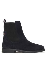 TOMMY HILFIGER - Tommy Hilfiger Sztyblety Flag Boot FW0FW08780 Granatowy. Kolor: niebieski. Materiał: skóra, zamsz #1
