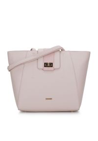 Wittchen - Torba shopperka z ozdobnym zapięciem. Kolor: różowy. Wzór: haft, aplikacja. Dodatki: z haftem. Materiał: skórzane. Styl: klasyczny, elegancki #1