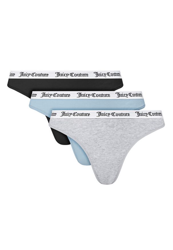 Juicy Couture Komplet 3 par stringów JCLTH224571 Kolorowy. Materiał: bawełna. Wzór: kolorowy