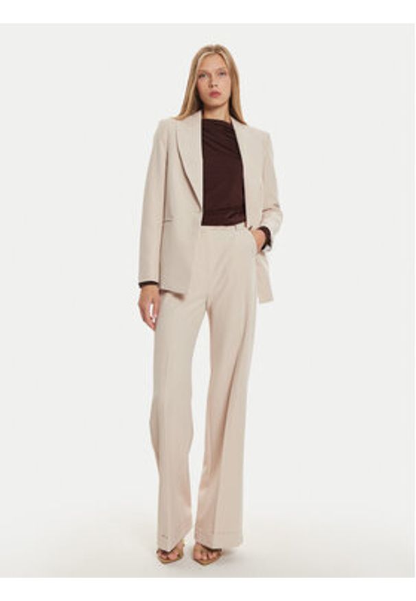 Maryley Spodnie materiałowe 24IB563/43LA Beżowy Regular Fit. Kolor: beżowy. Materiał: syntetyk