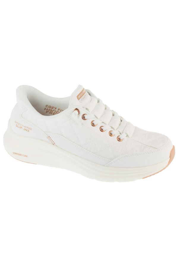 skechers - Buty sportowe Sneakersy damskie, Slip-ins: Contour Foam - Golden Hour. Kolor: biały. Sport: turystyka piesza