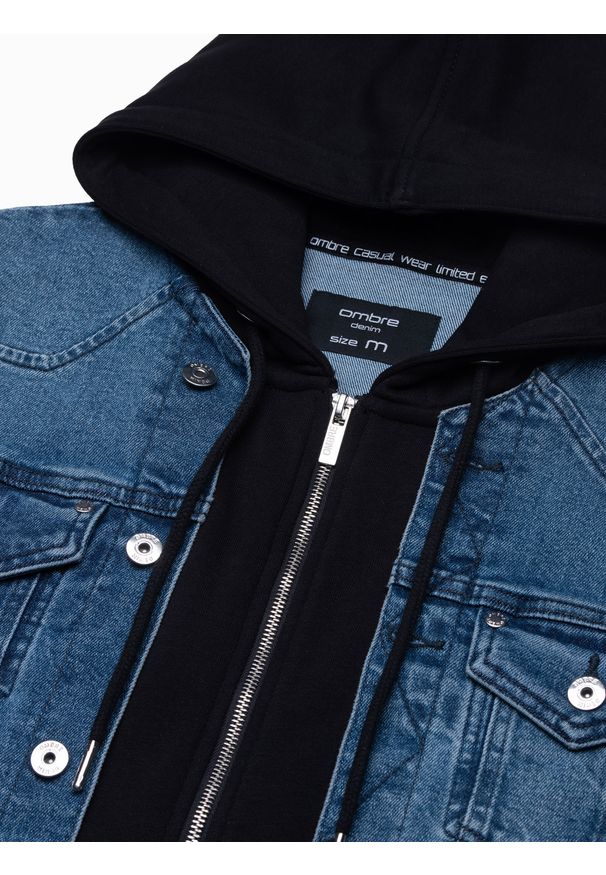 Czarna kurtka Ombre Clothing klasyczna, z kapturem