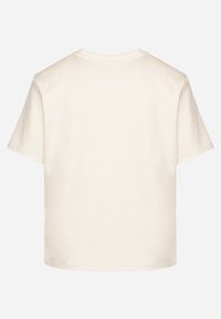 Born2be - Beżowy Bawełniany T-shirt z Grubszej Bawełny Tiariane. Okazja: na co dzień, na spotkanie biznesowe, do pracy. Kolor: beżowy. Materiał: bawełna. Styl: biznesowy, klasyczny, elegancki, casual #6