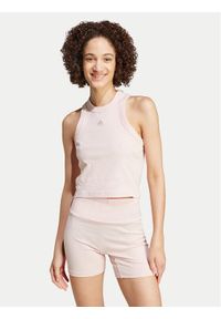 Adidas - adidas Top Lounge IY6735 Różowy Slim Fit. Kolor: różowy. Materiał: bawełna #1