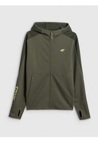 4f - 4F Bluza dresowa regular z kapturem męska - khaki 3XL. Okazja: na co dzień. Typ kołnierza: kaptur. Kolor: oliwkowy, brązowy, wielokolorowy. Materiał: dresówka. Styl: casual #1