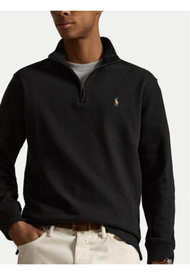 Polo Ralph Lauren Sweter 710P07411002 Czarny Regular Fit. Typ kołnierza: polo. Kolor: czarny. Materiał: bawełna