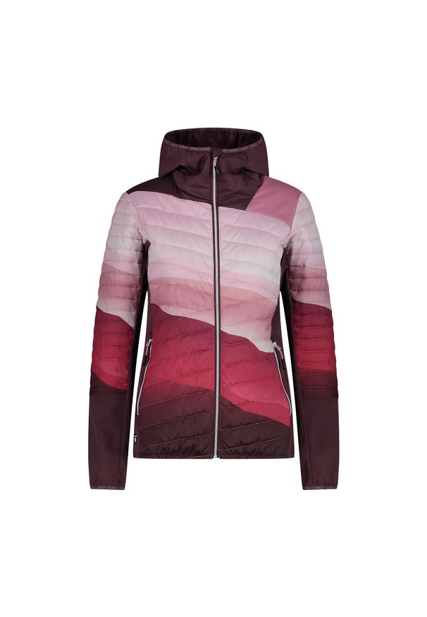 Kurtka hybrydowa z kapturem damska CMP. Typ kołnierza: kaptur. Kolor: czerwony, wielokolorowy, różowy. Materiał: softshell. Sport: turystyka piesza