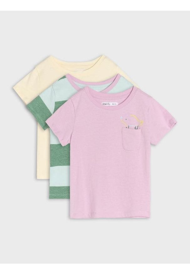 Sinsay - Koszulki 3 pack - kremowy. Kolor: kremowy