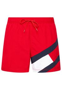 TOMMY HILFIGER - Tommy Hilfiger Szorty kąpielowe UM0UM02048 Czerwony Slim Fit. Kolor: czerwony. Materiał: syntetyk #4