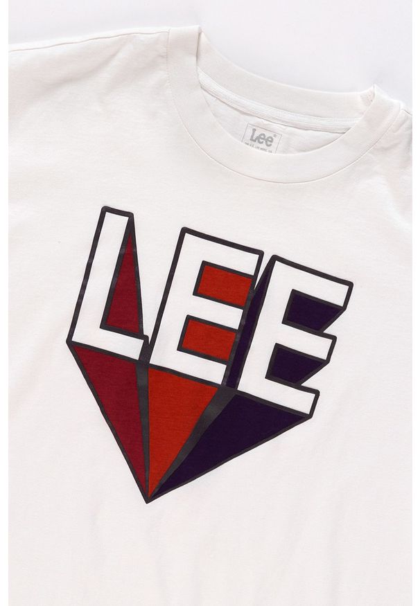 Lee - LEE T SHIRT DAMSKI RETRO LOGO TEE CLOUD DANCER L40TEPHA 112108753. Wzór: nadruk. Styl: retro