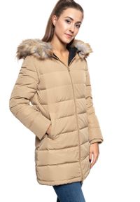 Wrangler - DAMSKA KURTKA ZIMOWA WRANGLER LONG PUFFER CLAY BEIGE W4126VJWM. Materiał: puch, futro. Sezon: zima #5