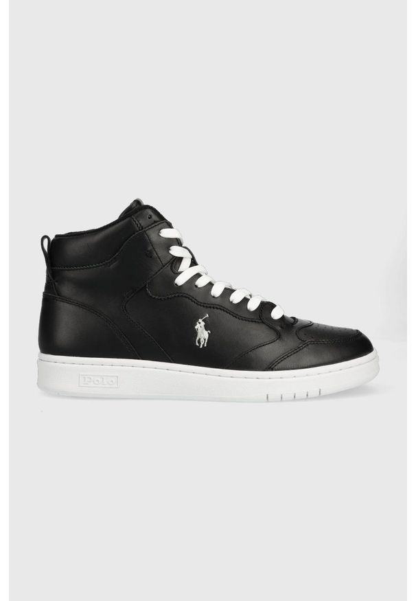 Polo Ralph Lauren sneakersy skórzane Polo Crt kolor czarny 809877680002. Nosek buta: okrągły. Zapięcie: sznurówki. Kolor: czarny. Materiał: skóra
