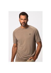 JAY-PI - Męski T-shirt fitness rękaw 1/2 nadruk z tyłu QuickDry. Kolekcja: plus size. Kolor: brązowy, wielokolorowy, beżowy. Materiał: poliester, materiał. Wzór: nadruk. Sport: fitness
