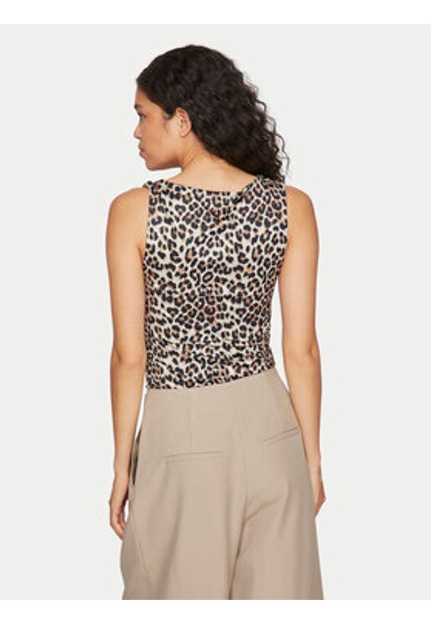 Vila Top Kenza 14106850 Brązowy Slim Fit. Kolor: brązowy. Materiał: syntetyk