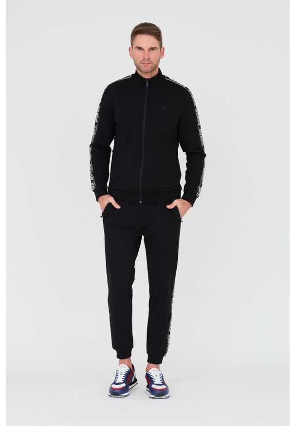 Guess - GUESS Czarna męska bluza dresowa, Rozmiar L. Typ kołnierza: bez kaptura. Kolor: czarny. Materiał: dresówka