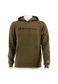 Bluza sportowa chłopięca Champion Big Logo Print. Typ kołnierza: kaptur. Kolor: zielony. Wzór: nadruk. Styl: sportowy